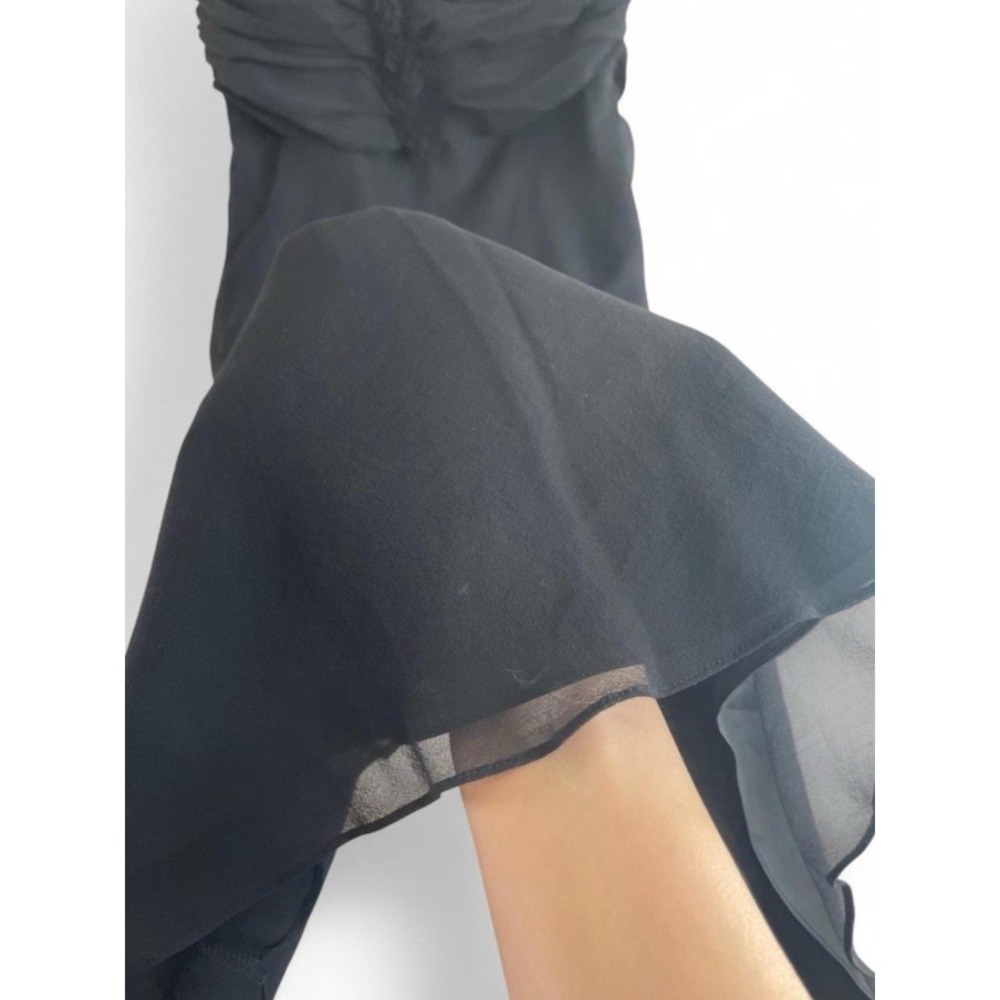 Vintage 90's Y2K Cache Black Dress Ruched Beaded Detail Women's 10 - Picture 5 of 8